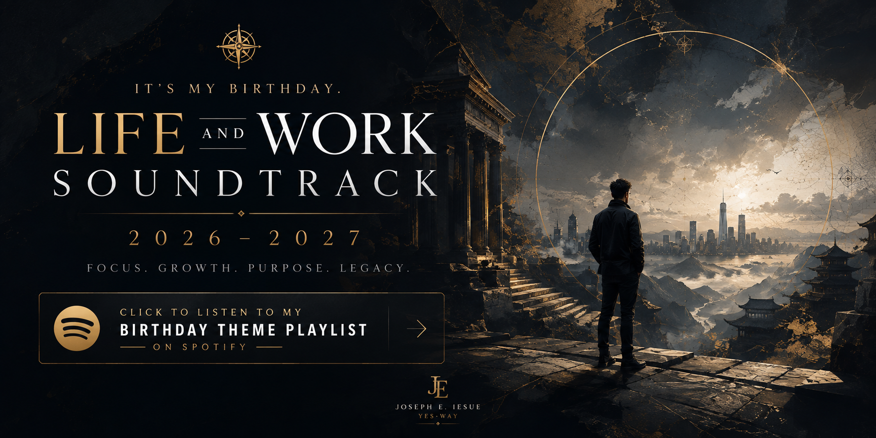 It's my birthday. Life and Work Soundtrack 2026-2027. Click to listen to my birthday theme playlist on Spotify.